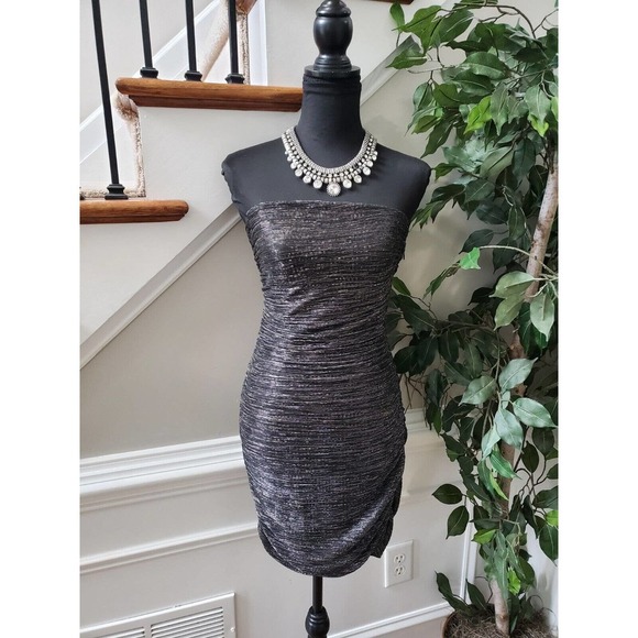 Express Women's Gray Polyester Off The Shoulder Knee Length Dress Size Small - Picture 11 of 11